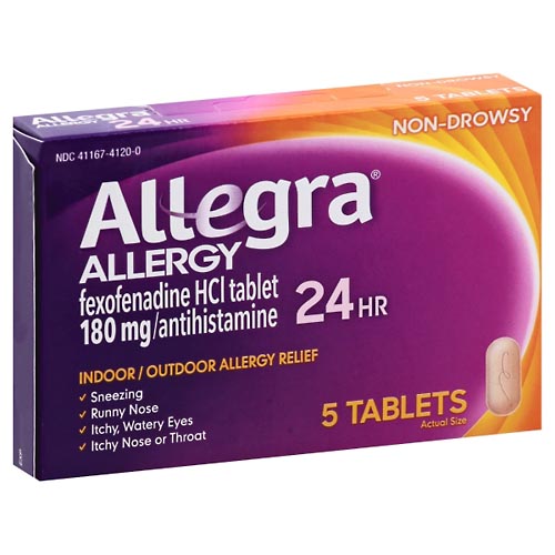 Image for Allegra Allergy Relief, Indoor/Outdoor, 24 Hr, Non-Drowsy, Tablets,5ea from McDonald Pharmacy