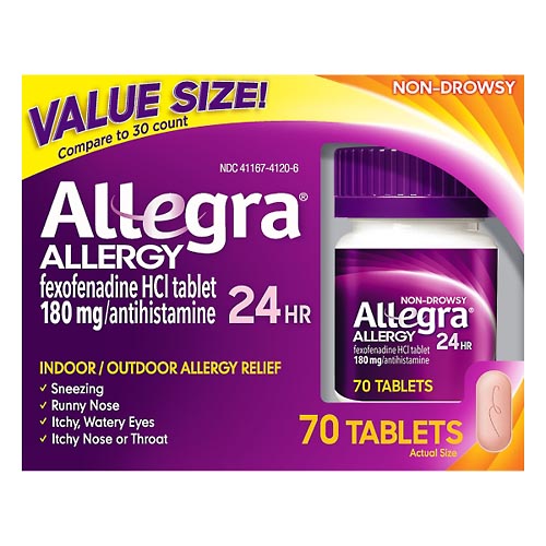Image for Allegra Allergy Relief, 24 Hour, 180 mg, Tablets, Value Size,70ea from McDonald Pharmacy