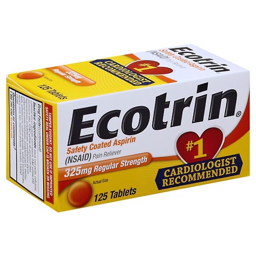 Image for Ecotrin Aspirin, Safety Coated, Regular Strength, 325 mg, Tablets,125ea from McDonald Pharmacy