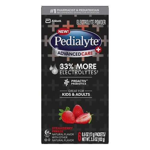 Image for Pedialyte Electrolyte Powder, Strawberry Freeze,6ea from McDonald Pharmacy