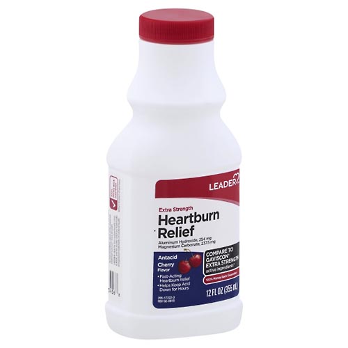 Image for Leader Heartburn Relief, Extra Strength, Cherry Flavor,12oz from McDonald Pharmacy