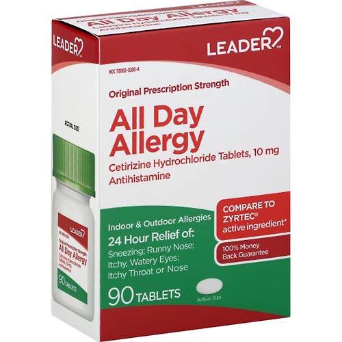 Image for Leader All Day Allergy Relief, 24 Hr,Original, Tablet,90ea from McDonald Pharmacy