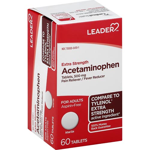 Image for Leader Acetaminophen, Extra Strength, 500 mg, Tablets, for Adults,60ea from McDonald Pharmacy