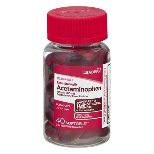 Image for Leader Acetaminophen, Extra Strength, 500 mg, Caplets,40ea from McDonald Pharmacy