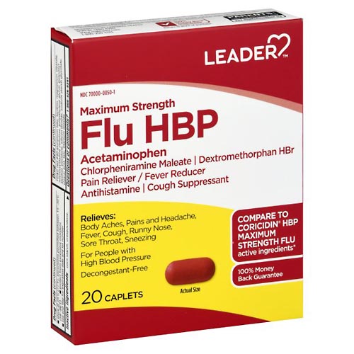 Image for Leader Flu HBP, Maximum Strength, Caplets,20ea from McDonald Pharmacy
