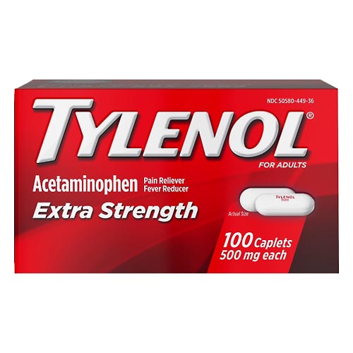 Image for Tylenol Acetaminophen, Extra Strength, 500 mg, Caplets, For Adults,100ea from McDonald Pharmacy