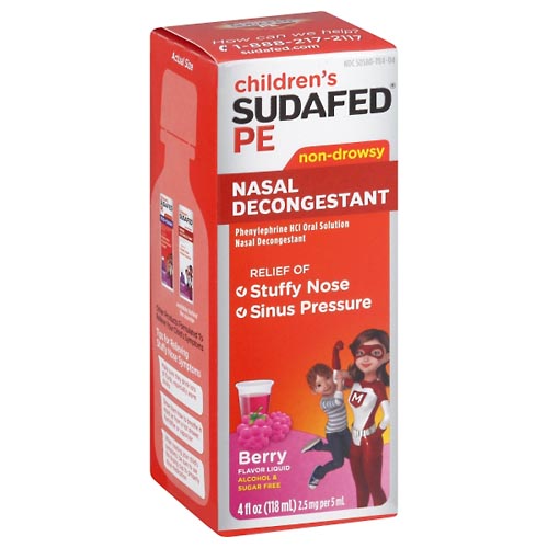 Image for Children's Sudafed Pe Nasal Decongestant, Non-Drowsy, PE, Berry Flavor Liquid,4oz from McDonald Pharmacy