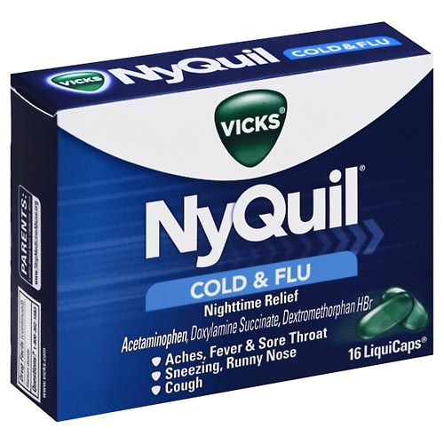 Image for Vicks Cold & Flu, Nighttime Relief, LiquiCaps,16ea from McDonald Pharmacy