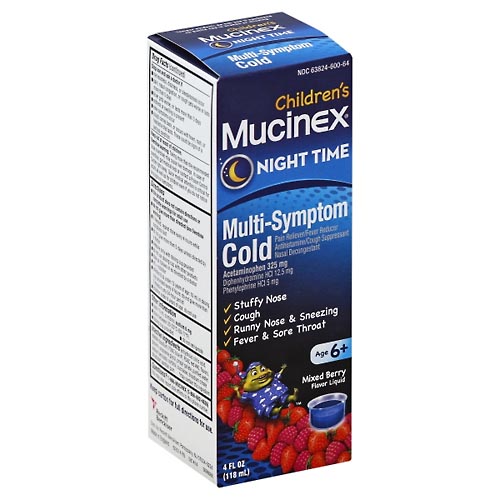 Image for Mucinex Cold, Multi-Symptom, Night Time, Mixed Berry Flavor, Liquid,4oz from McDonald Pharmacy