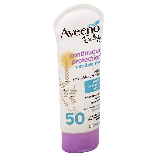Image for Aveeno Sunscreen, Continuous Protection, Sensitive Skin, Lotion, Broad Spectrum SPF 50,3oz from McDonald Pharmacy